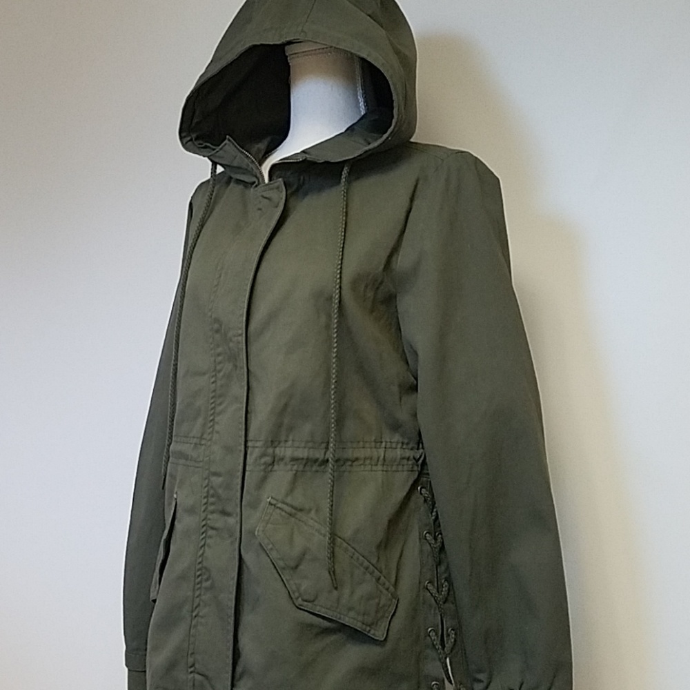 Forever flower Canvas Military jacket Sz L - Picture 1 of 6